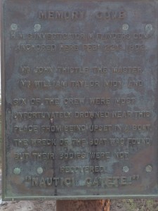 The commemorative plaque at Memory Cove