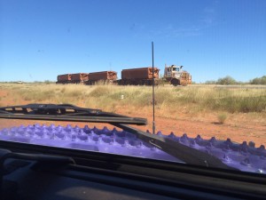 Iron ore road train heading north to Port Hedland