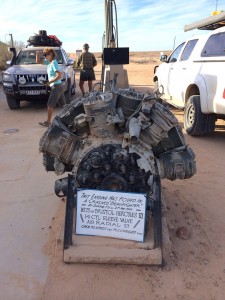 The remains of a Bristol Hercules engine at Innaminka